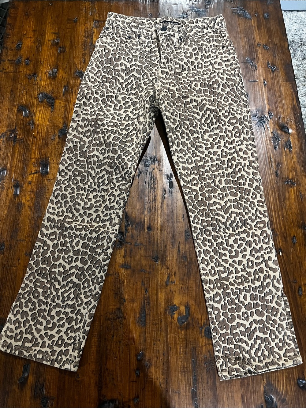 Lucky Brand Women's Leopard Print Straight Leg Jeans - Beige Brown
